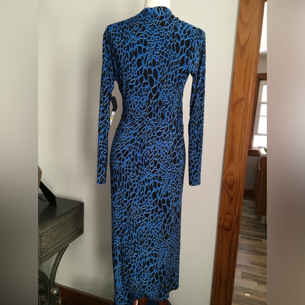 RACHEL Rachel Roy Blue and Black Long Sleeve Wrap Dress - Picture 2 of 4